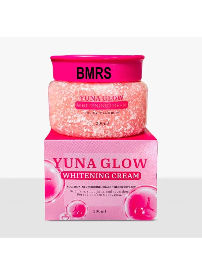 BMRS Yuna Glow Whitening Cream 200ml Face and Body Care with Placenta Glutathione and Dragon Blood Extract for Deep Moisturizing Brightening and Healthy Looking Skin - Image 1